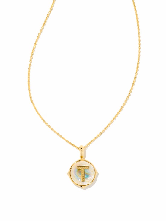 Kendra Scott Jewelry - Kendra Scott Gold Pendant Necklace with Mother-of-Pearl and 'T' Initial
